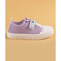 Cute Walk by Babyhug Velcro Closure Casual Shoes With Floral Embroidery & Butterfly Applique - Purple
