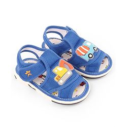 Cute Walk by Babyhug Velcro Closure Musical Sandals with Vehicle Applique - Blue