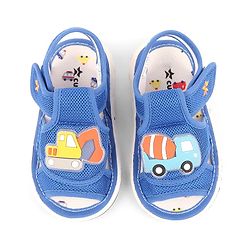 Cute Walk by Babyhug Velcro Closure Musical Sandals with Vehicle Applique - Blue