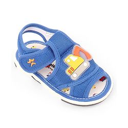 Cute Walk by Babyhug Velcro Closure Musical Sandals with Vehicle Applique - Blue