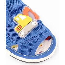 Cute Walk by Babyhug Velcro Closure Musical Sandals with Vehicle Applique - Blue