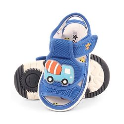 Cute Walk by Babyhug Velcro Closure Musical Sandals with Vehicle Applique - Blue