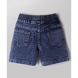 Babyhug Cotton Mixes Single Jersey Knit Half Sleeves T-Shirt and Denim Short Set with Landscape Print - White & Blue