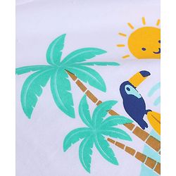 Babyhug Cotton Mixes Single Jersey Knit Half Sleeves T-Shirt and Denim Short Set with Landscape Print - White & Blue