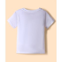Babyhug Single Jersey Knit T-Shirt and Shorts with Half Sleeves and Beach Scene Print in White for 18-24 Months