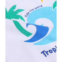 Babyhug Single Jersey Knit T-Shirt and Shorts with Half Sleeves and Beach Scene Print in White for 18-24 Months