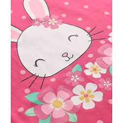 Babyhug Cotton Knit Full Sleeves Nighty With Rabit Print - Dark Pink