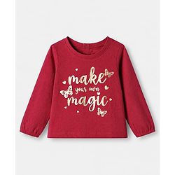 Babyhug 100% Cotton Knit T-Shirt with Full Sleeves & Make Your Own Magic Foil Print - Red