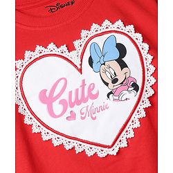Babyhug Disney 100% Cotton Terry Knit Full Sleeves Sweatshirt and Pant Set with Minnie Mouse Graphic in Red