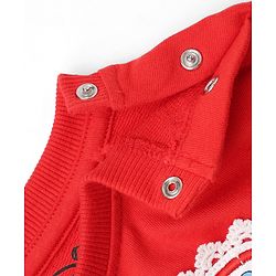 Babyhug Disney 100% Cotton Terry Knit Full Sleeves Sweatshirt and Pant Set with Minnie Mouse Graphic in Red