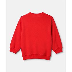 Babyhug Disney 100% Cotton Terry Knit Full Sleeves Sweatshirt and Pant Set with Minnie Mouse Graphic in Red