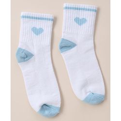Cute Walk By Babyhug Anti Bacterial Ankle Length Socks With Heart Print Pack of 3 - Orange, Red & Light Blue