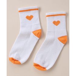 Cute Walk By Babyhug Anti Bacterial Ankle Length Socks With Heart Print Pack of 3 - Orange, Red & Light Blue