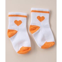 Cute Walk By Babyhug Anti Bacterial Ankle Length Socks With Heart Print Pack of 3 - Orange, Red & Light Blue