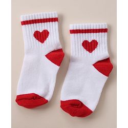 Cute Walk By Babyhug Anti Bacterial Ankle Length Socks With Heart Print Pack of 3 - Orange, Red & Light Blue