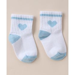 Cute Walk By Babyhug Anti Bacterial Ankle Length Socks With Heart Print Pack of 3 - Orange, Red & Light Blue