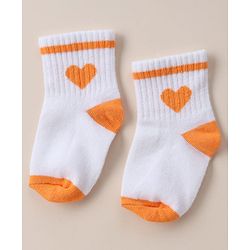 Cute Walk By Babyhug Anti Bacterial Ankle Length Socks With Heart Print Pack of 3 - Orange, Red & Light Blue