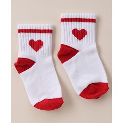 Cute Walk By Babyhug Anti Bacterial Ankle Length Socks With Heart Print Pack of 3 - Orange, Red & Light Blue