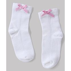 Cute Walk By Babyhug Knit Anti Bacterial Ankle Length Socks With Bow Applique Pack of 3 - White, Purple & Mustard