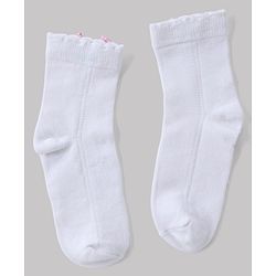 Cute Walk By Babyhug Knit Anti Bacterial Ankle Length Socks With Bow Applique Pack of 3 - White, Purple & Mustard