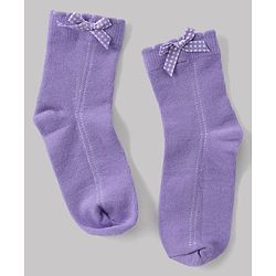 Cute Walk By Babyhug Knit Anti Bacterial Ankle Length Socks With Bow Applique Pack of 3 - White, Purple & Mustard