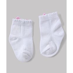 Cute Walk By Babyhug Knit Anti Bacterial Ankle Length Socks With Bow Applique Pack of 3 - White, Purple & Mustard