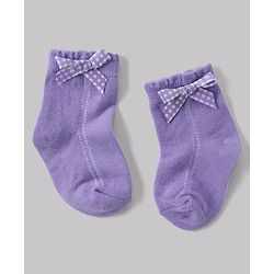 Cute Walk By Babyhug Knit Anti Bacterial Ankle Length Socks With Bow Applique Pack of 3 - White, Purple & Mustard