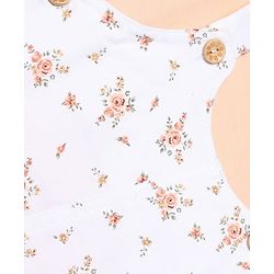 Babyhug Twill Woven Frock with Inner Tee with Full Sleeves and Floral Print - Pink