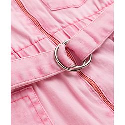 Babyhug Twill Woven One Piece Frock with Half Sleeves in Pink