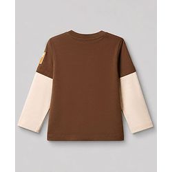 Babyhug Disney 100% Cotton Single Jersey Knit T-Shirt with Full Sleeves and Mickey and Friends Graphic Print - Brown