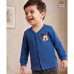 Babyhug Disney Interlock Knit Full Length Thermal Inner Wear With Mickey Mouse Graphic - Navy Blue