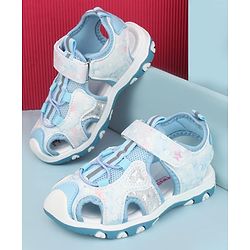 Cute Walk by Babyhug Velcro Closure Glitter & Floral Print Sandals - Blue