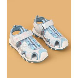 Cute Walk by Babyhug Velcro Closure Glitter & Floral Print Sandals - Blue