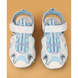 Cute Walk by Babyhug Velcro Closure Glitter & Floral Print Sandals - Blue