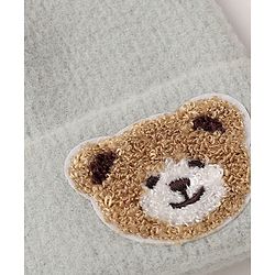 Babyhug Knit Solid Woollen Cap with Bear Embroidered Applique Light Blue - Diameter 15 cm