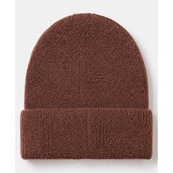 Babyhug Knit Solid Woollen Cap with Bear Embroidered Applique Brown - Diameter 15 cm