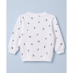Babyhug 100% Cotton Terry Knit Sweatshirt with Full Sleeves and Floral Print in White
