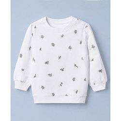 Babyhug 100% Cotton Terry Knit Sweatshirt with Full Sleeves and Floral Print in White
