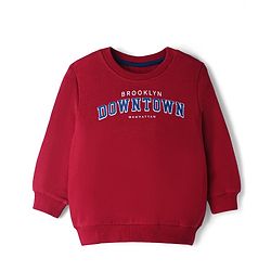Babyhug Single Jersey Knit Full Sleeves T-Shirt With Text Print & Joggers Set - Red & Blue