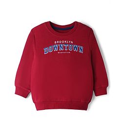 Babyhug Single Jersey Knit Full Sleeves T-Shirt With Text Print & Joggers Set - Red & Blue