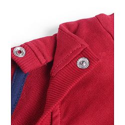 Babyhug Single Jersey Knit Full Sleeves T-Shirt With Text Print & Joggers Set - Red & Blue