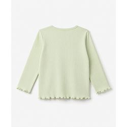 Babyhug 100% Cotton Ribbed Knit Full Sleeves Winter T-Shirt with Strawberry Embroidery & Pocket - Light Green