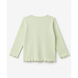 Babyhug 100% Cotton Ribbed Knit Full Sleeves Winter T-Shirt with Strawberry Embroidery & Pocket - Light Green
