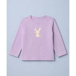Babyhug 100% Cotton Interlock Knit T-Shirts with Full Sleeves and Rabbit Print in Purple & White Pack of 3
