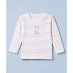 Babyhug 100% Cotton Interlock Knit T-Shirts with Full Sleeves and Rabbit Print in Purple & White Pack of 3