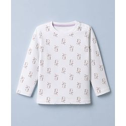 Babyhug 100% Cotton Interlock Knit T-Shirts with Full Sleeves and Rabbit Print in Purple & White Pack of 3