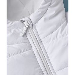 Babyhug Woven Padded Winter Jacket with Sleeveless and Front Zipper in White