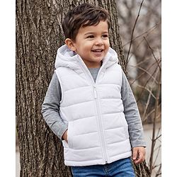 Babyhug Woven Padded Winter Jacket with Sleeveless and Front Zipper in White