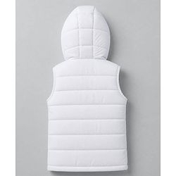 Babyhug Woven Padded Winter Jacket with Sleeveless and Front Zipper in White