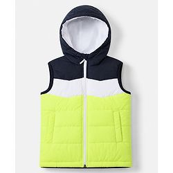 Babyhug Woven Sleeveless Hoodie - Navy Blue